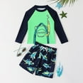 thumbnail image 1 of Baby Swimsuit Toddler Boys Long Sleeve Cartoon Shark Print Two Piece Rash Guard Set Baby Boy Bathing Suit Green 4-5 Years, 1 of 8