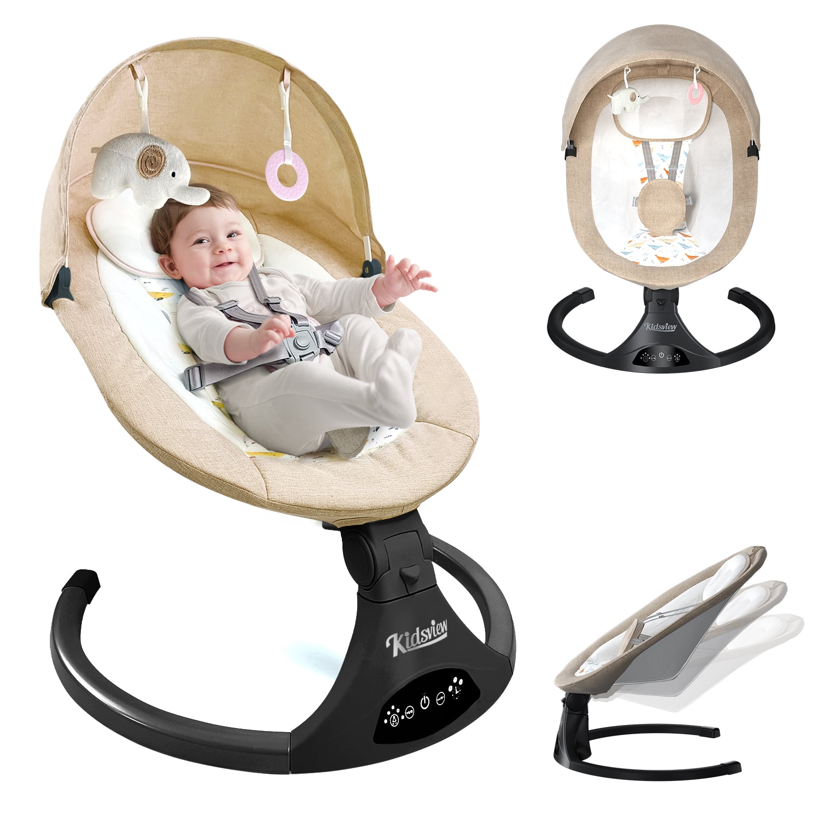 TEAYINGDE Baby Swing for Infants - Motorized Swing with Music Speaker and  Remote Control - 12 Lullabies - Khaki 