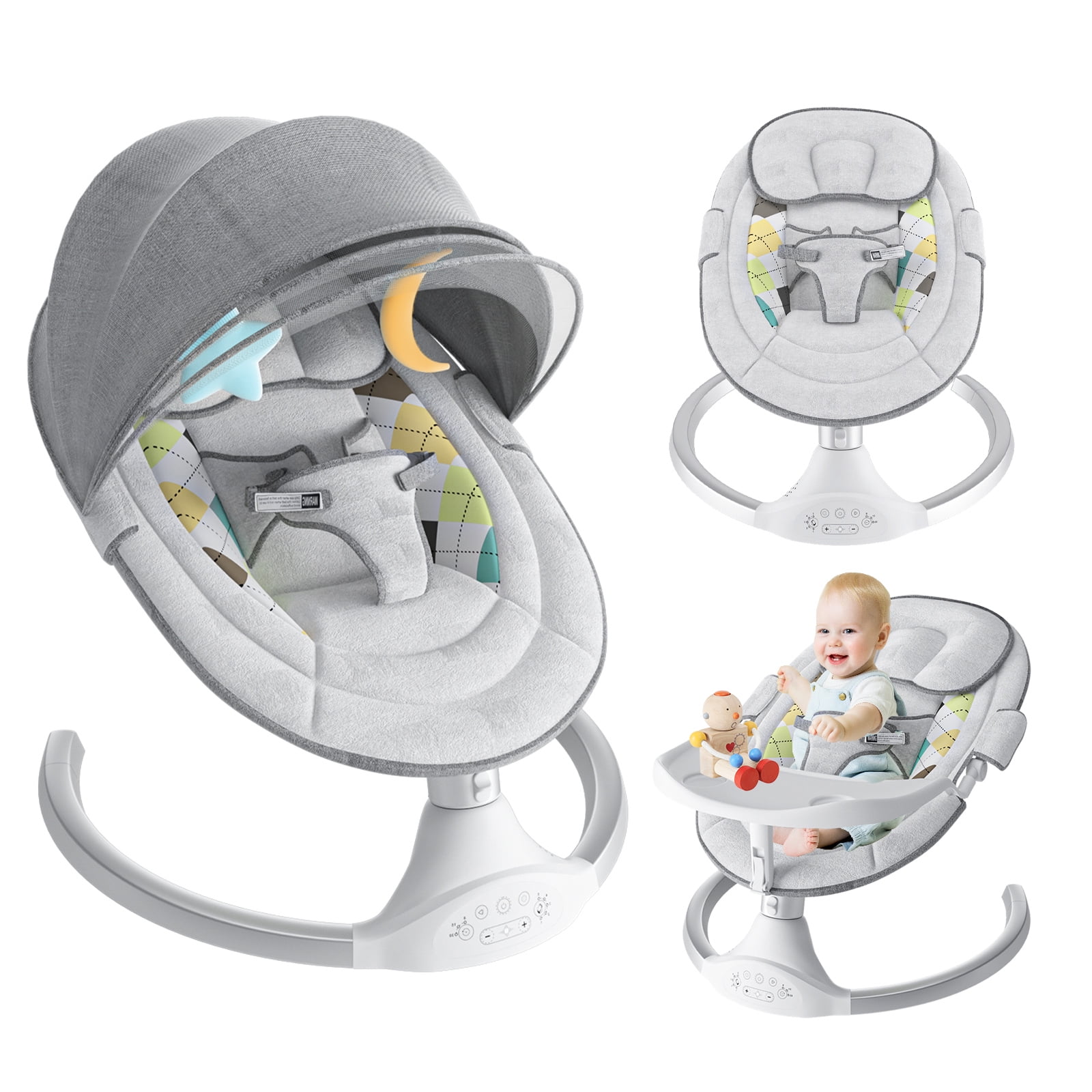 Baby Swing Chair for Infants, Bioby Portable Infant Bouncer with Dinner