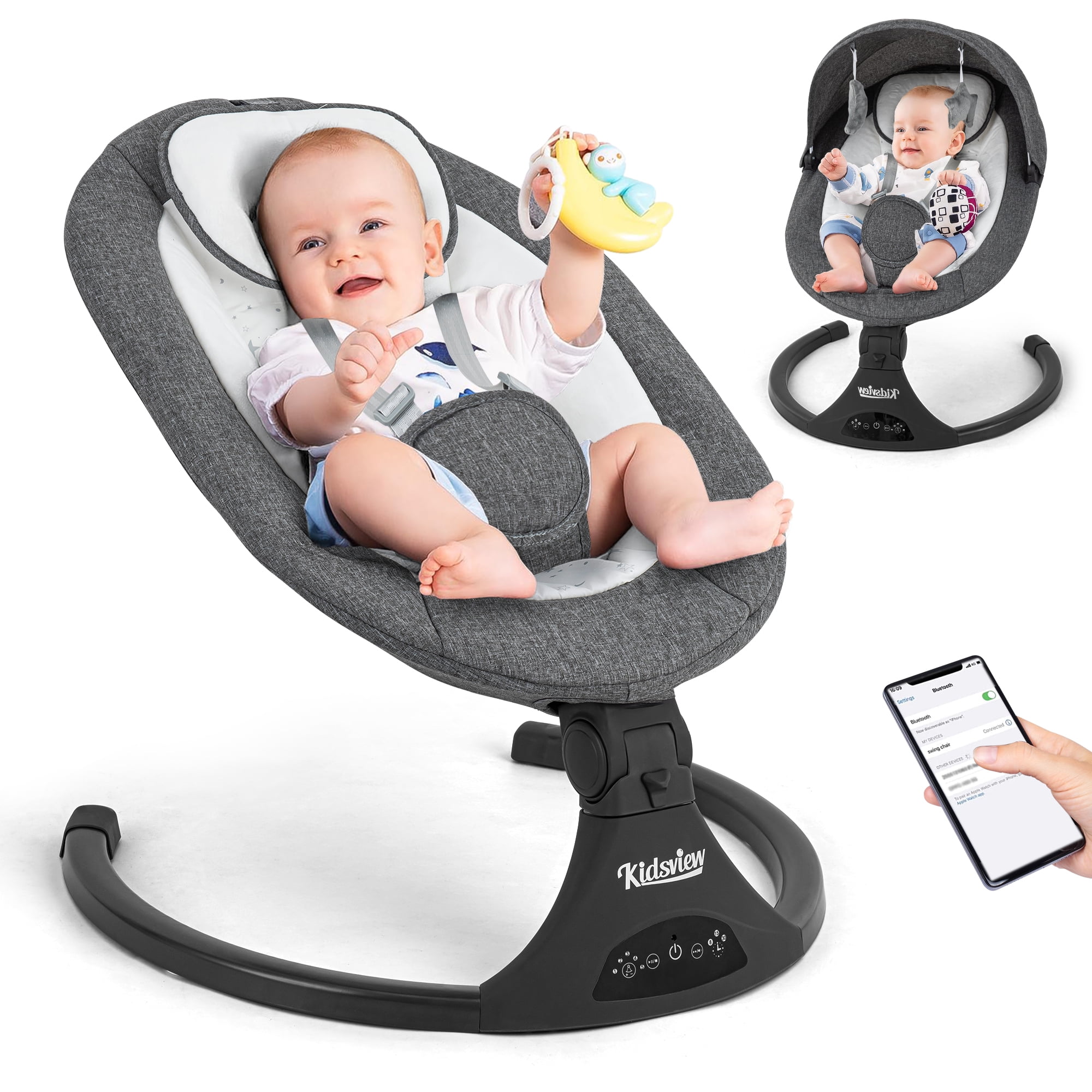 Baby Swing for Infants, Bluetooth Swing Electirc Baby Rocker Bouncer,  Intelligent Auto Swing with 5 Speed