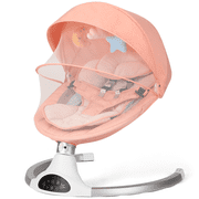 Baby Swing for Infants - Electric Indoor Baby Rocker with 3 Speeds and 10 Lullabies, Portable, Touch Screen and Remote Control,  Pink