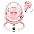 thumbnail image 1 of PRVAETU Portable Electric Baby Swing for Infants Toddler, 5 Speed, 10 Lullabies, 5-Point Harness, Remote Control, Pink, 1 of 7