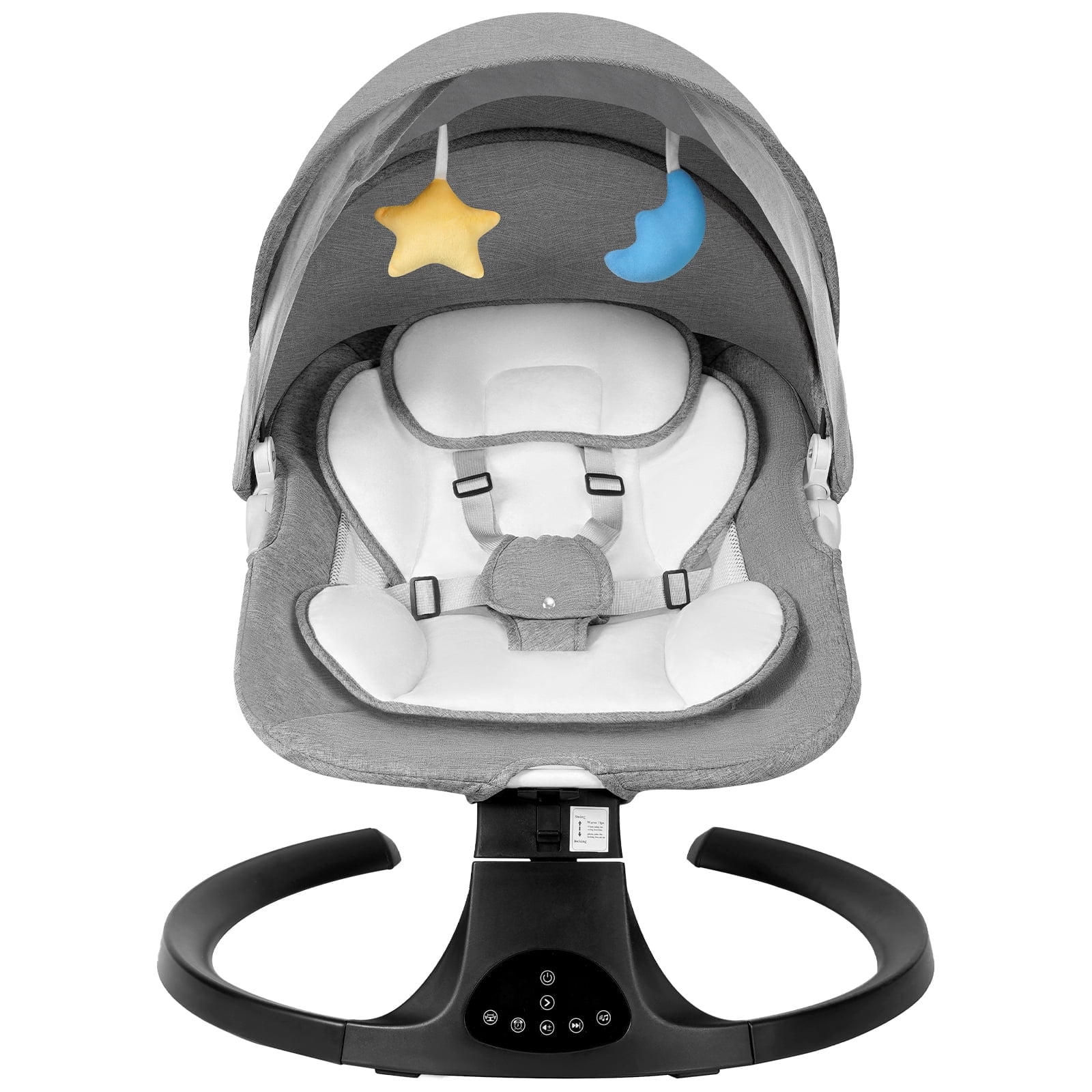 Baby Swing for Infants 0-18 Months, 5 Speed Bluetooth Baby Bouncer with 10 Lullabies, Portable Infant Swing Chair, Gray