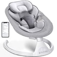 thumbnail image 1 of Baby Swing for Infants, OEIKPFN Bluetooth Baby Bouncer for Babies 0-9 Months with 5 Speed, Gray, 1 of 6