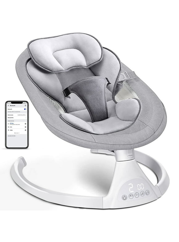 Baby Swing for Infants, Bluetooth Swing Electirc Baby Rocker Bouncer, Intelligent Auto Swing with 5 Speed
