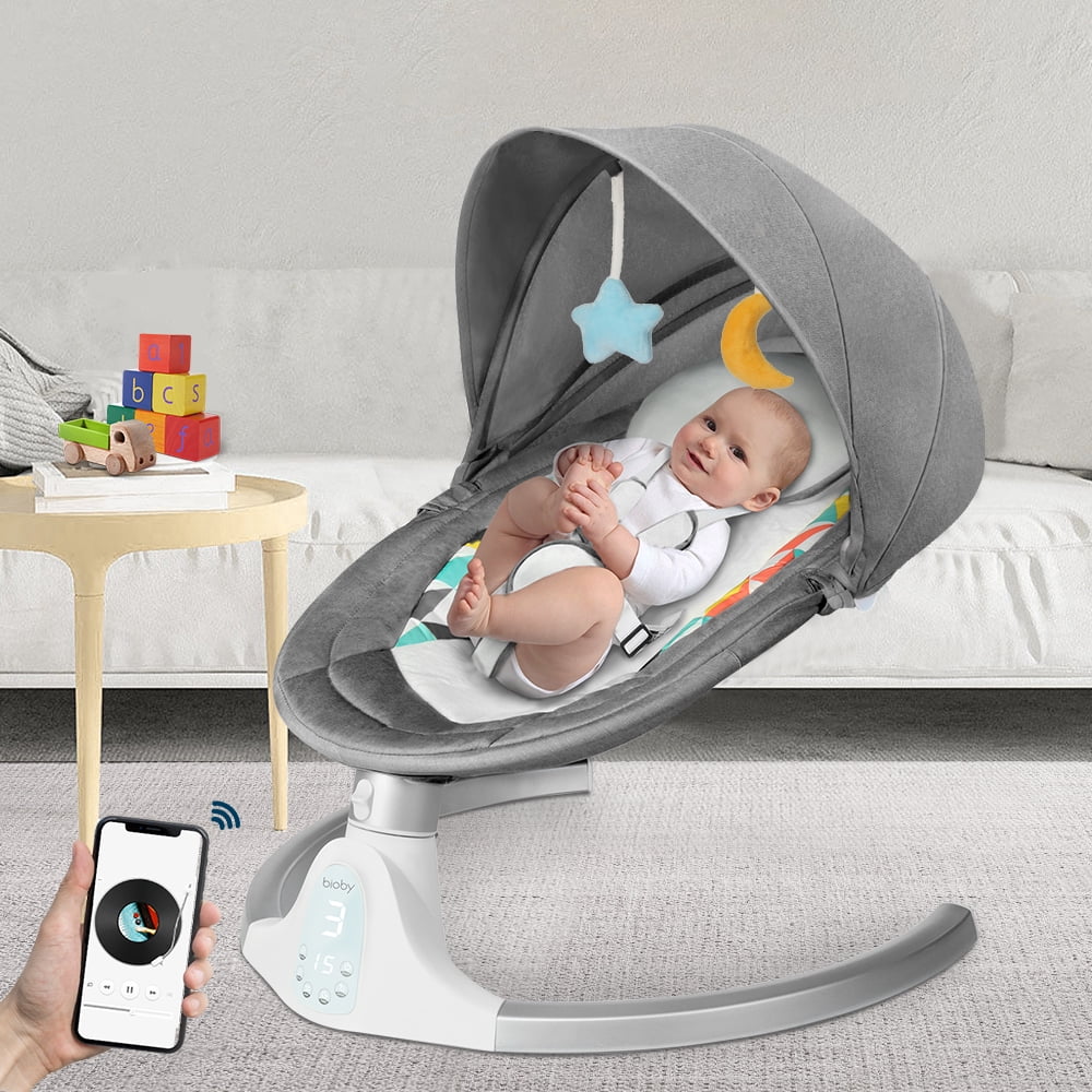 Baby Swing for Infants, Caveen Electric Bluetooth Baby Rocker, 5 Swing ...