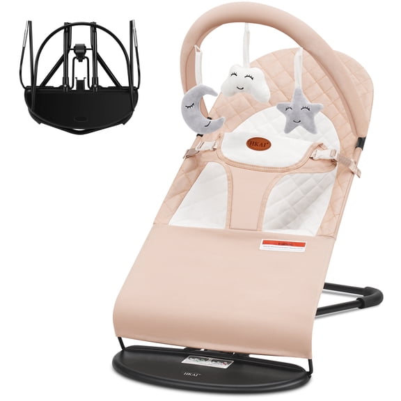 Baby Swing for InfantsFolding Portable Baby Bouncer with Detachable Accessories Toys, for 0-18 Months,Pink