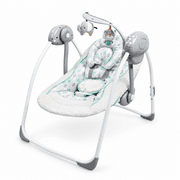Baby Swing for Infants, Infant Swing with Safety Harness, Padded Seat and Toy Bar, Portable Baby Swing for Newborns, Gray Mint