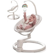 Grownsy Baby Play Swing, Smart Portable High View Swing with Music, Lightweight Foldable 360  Rotating Entertainment Chair Classic Oat - Only For Awake Babies Under Adult Supervision