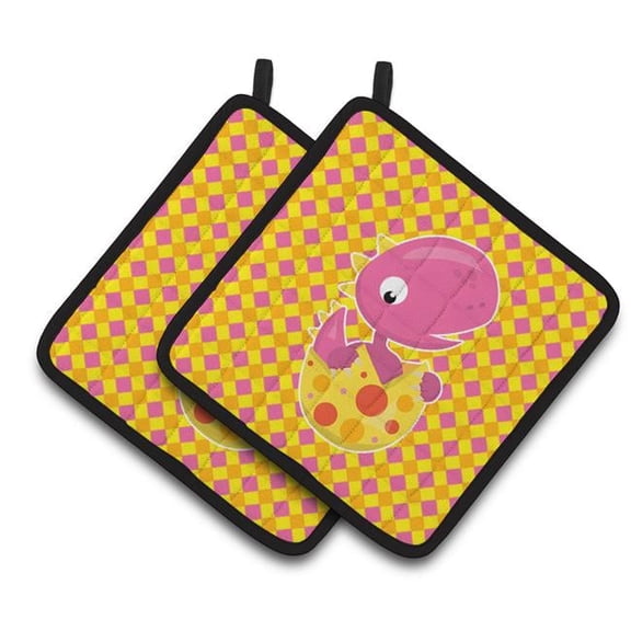 Baby T-Rex Dinosaur Hatching Pair of Pot Holders