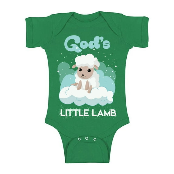 Baby T Shirts For 18M - NB 6M 12M 18M 24M - God's Little Lamb Short Sleeve Bodysuit