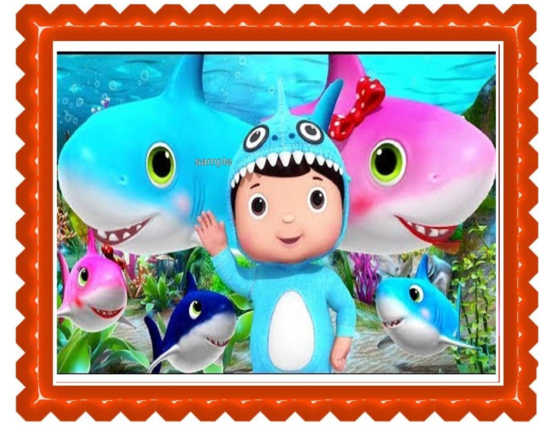 Baby TV ABC's Baby Shark Boy Edible Cake Topper Party Edible Cake Image Decoration Sugar Sheet