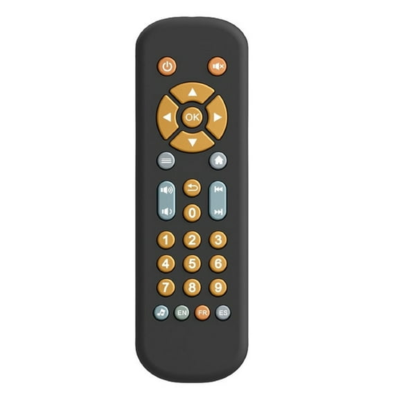 Baby TV Remote Control Toy with Music and Sound, Toddler Realistic Controller with 3 Languages, Early Educational Learning Musical Toys, Preschool Infant Boys Girls 6, 12, 18 Months, Black