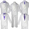 thumbnail image 1 of Baby Teen White Satin Shawl Lapel Suits Tuxedo PURPLE Satin Bow Necktie Vest, 1 of 5
