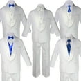 thumbnail image 1 of Baby Teen White Satin Shawl Lapel Suits Tuxedo ROYAL BLUE Satin Bow Necktie Vest, 1 of 5
