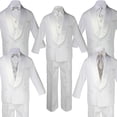 thumbnail image 1 of Baby Teen White Satin Shawl Lapel Suits Tuxedo SILVER Satin Bow Necktie Vest, 1 of 5