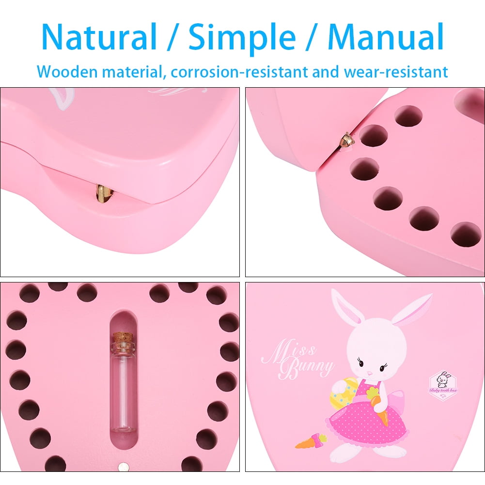 Baby Teeth Save Box Teeth Keepsake Box Wooden Deciduous Tooth Collection Storage Souvenir Box