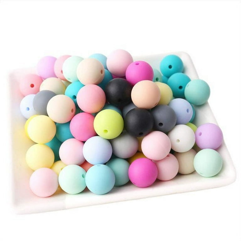 Baby Teether 150pcs 15mm Silicone Teething Beads Round Loose Organic  Nursing Baby Chew Colorful Beads 