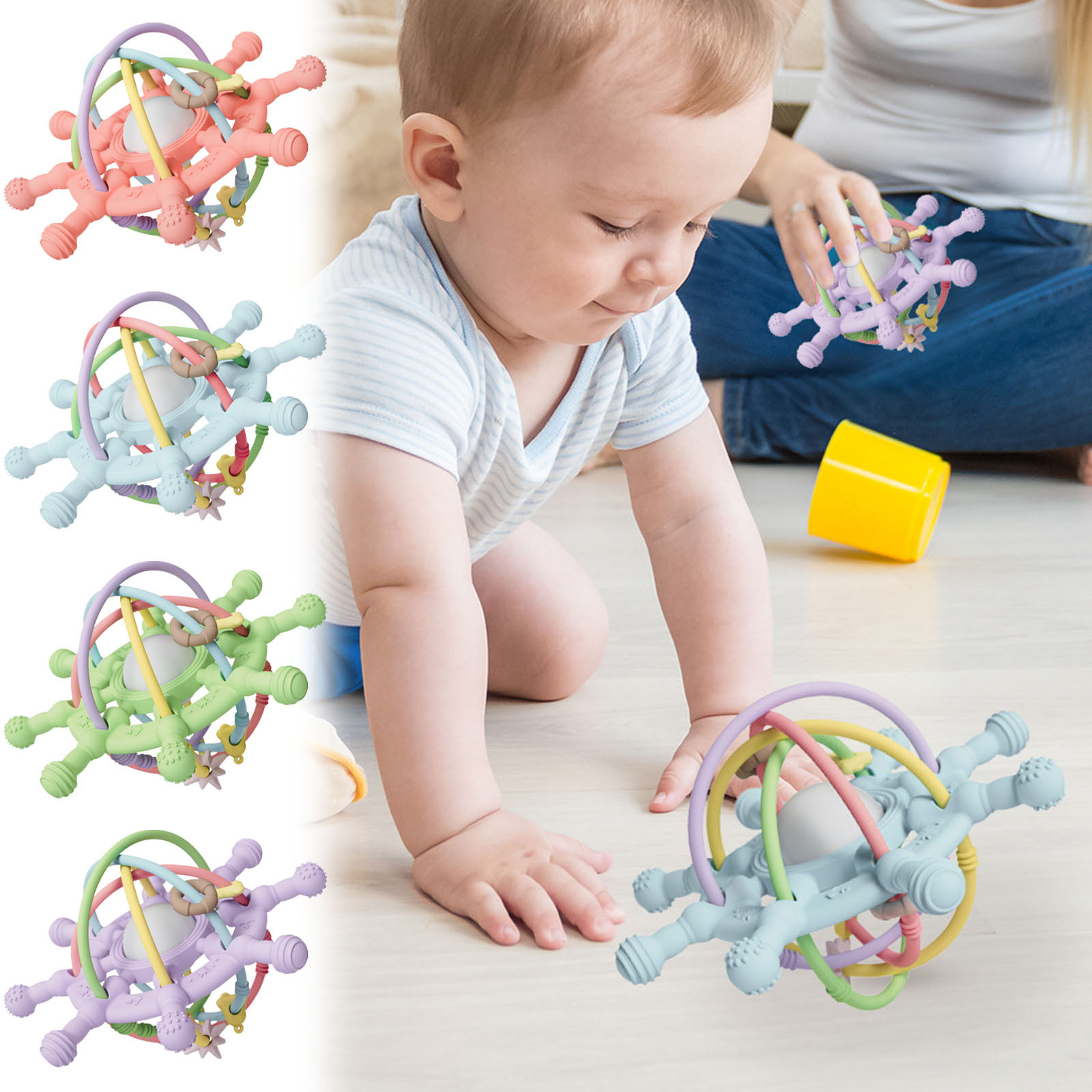 Baby Teether Toy for Babies 3 Months+,Silicone Baby Teether Toys with