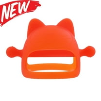 Baby Teething Toy for 0-6 6-12 Months, Food Grade Silicone Teething Mitten, Anti Dropping Wrist Hand Teethers Baby Chew Toys for Sucking Needs, BPA Free, Gifts Stocking Stuffers for Baby (Orange)