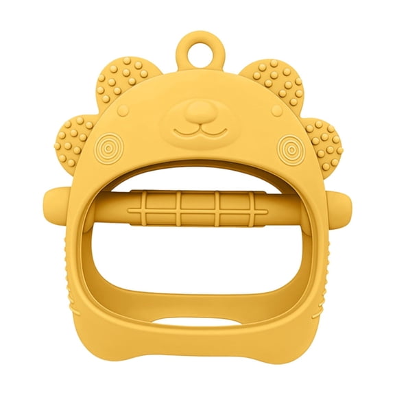 Baby Teething Toy Silicone Teething Mitten for Babies Over 3 Months Anti Dropping Wrist Hand Teethers Baby Chew Toys for Sucking Needs, Yellow