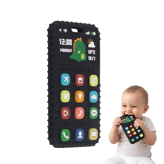 Baby Teething Toys, Food Grade Silicone BPA-Free for Babies 0 3 6 9 12 18 Months, Newborn Infant Learning Developmental Toys - Black