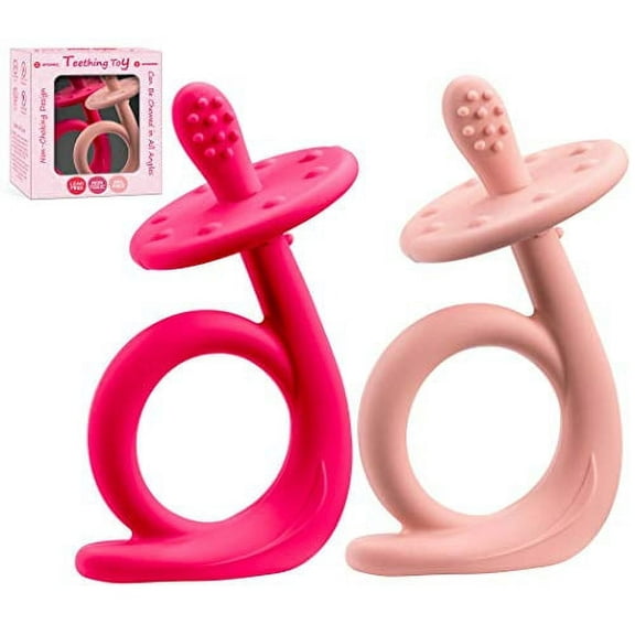 Baby Teething Toys Teethers for Baby Easy to Hold Chewing Teethers Gift, Freezer Safe for Infants and Toddlers (2-Pack)