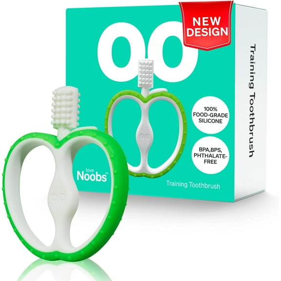 Baby Teething Toys by LoveNoobs™, BPA-BPS-Phtalate Free Baby Toothbrush, 4+ Months, Green