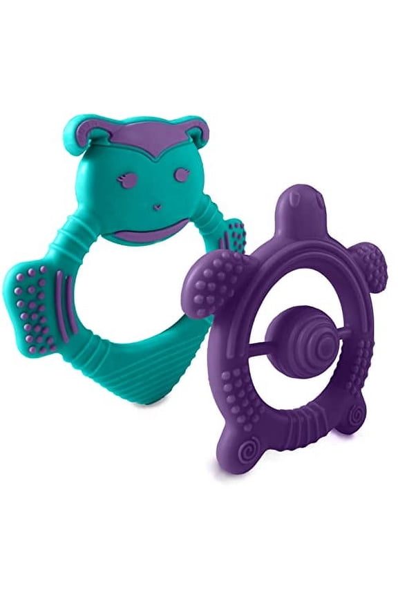 Baby Teething Toys for Newborn, Infants 0-6 Months Silicone Teethers for Babies 6-12 Months BPA Free (Bee - Purple & Turquoise)
