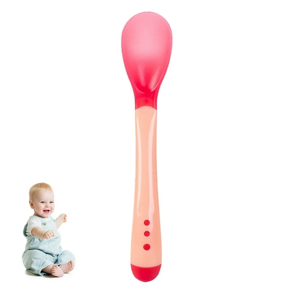 Baby Temperature Sensing Spoon and Fork Set Toddler Dinnerware Utensils Soft Feeding Cutlery - Tableware for Kids