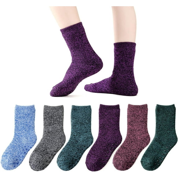 Baby Thermal Socks Toddler Boys/Girls Thick Warm Crew Socks with Grips Brushing Inside 5/6 Pack
