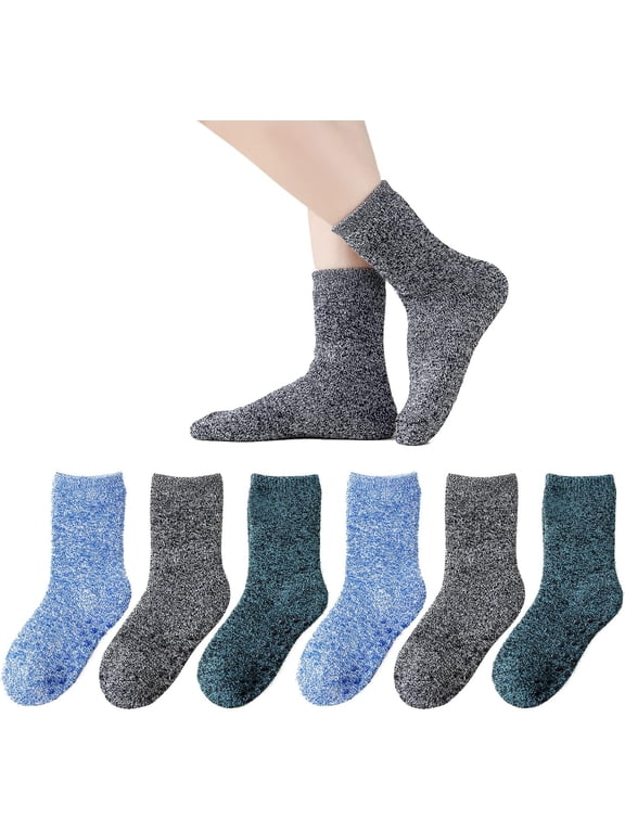 Toddler Boys/Girls Thick Warm Crew Socks with Grips Brushing Inside 5/6 Pack