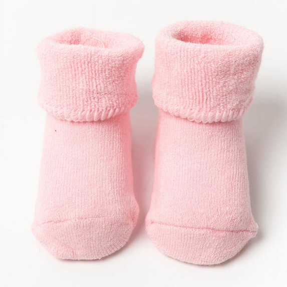 Baby Thicken Socks, Combed Cotton Soft Warm Non-slip Mid-calf Length Floor Socks (Pink S)