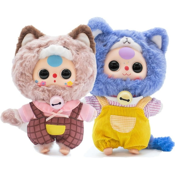Baby Three Blind Box Plush Doll, Baby Three Kitten Wardrobe Plush Blind Box Figures, Random Design Action Figures Collectible Toys Home Decorations Christmas Gifts (1PC Blind Box)