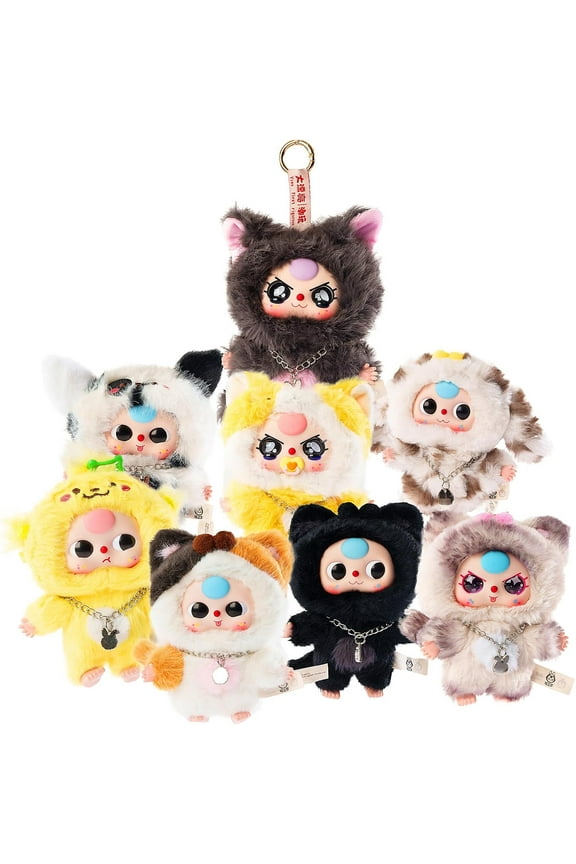 Baby Three Plush Blind Box, Baby Three Plush Figure Toys 1PC (1 of 10 Possible Styles) Cats and Dogs Series Blind Box Plush Collectible Keychain & Bag Charm Birthday Gifts 5.5 in