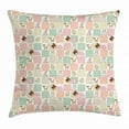 thumbnail image 1 of Baby Throw Pillow Cushion Cover, Square Checkered Pattern Cat Cow Sleeping Girl Ornamental Milk Bottle Lovely Drawing, Decorative Square Accent Pillow Case, 16 X 16 Inches, Multicolor, by Ambesonne, 1 of 2
