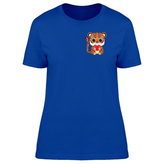 Baby Tiger Holding Tiny Heart T-Shirt Women -Image by Shutterstock, Female Medium