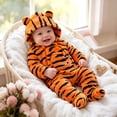 thumbnail image 1 of Baby Tiger Hooded Romper Soft Plush Warm Animal Jumpsuit Halloween Dress-Up Outfit, 1 of 6