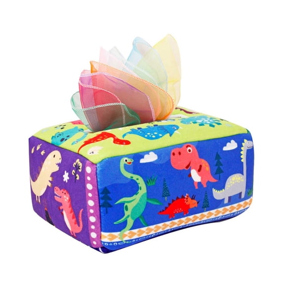 Baby Tissue Box Montessori Toy, Non-tearable Crinkle Tissue Sensory Toy, Fine Motor Finger Exercise Early Educational Toy for Toddlers
