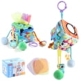 thumbnail image 1 of Baby Tissue Box Toy Baby Tissue Box Hanging Toy with Squeaky Sounds Crinkle Texture Mirror for Sensory Stimulation Montessori Newborn Tummy Time Activity Toy for Crib Stroller Play Gym,B, 1 of 5