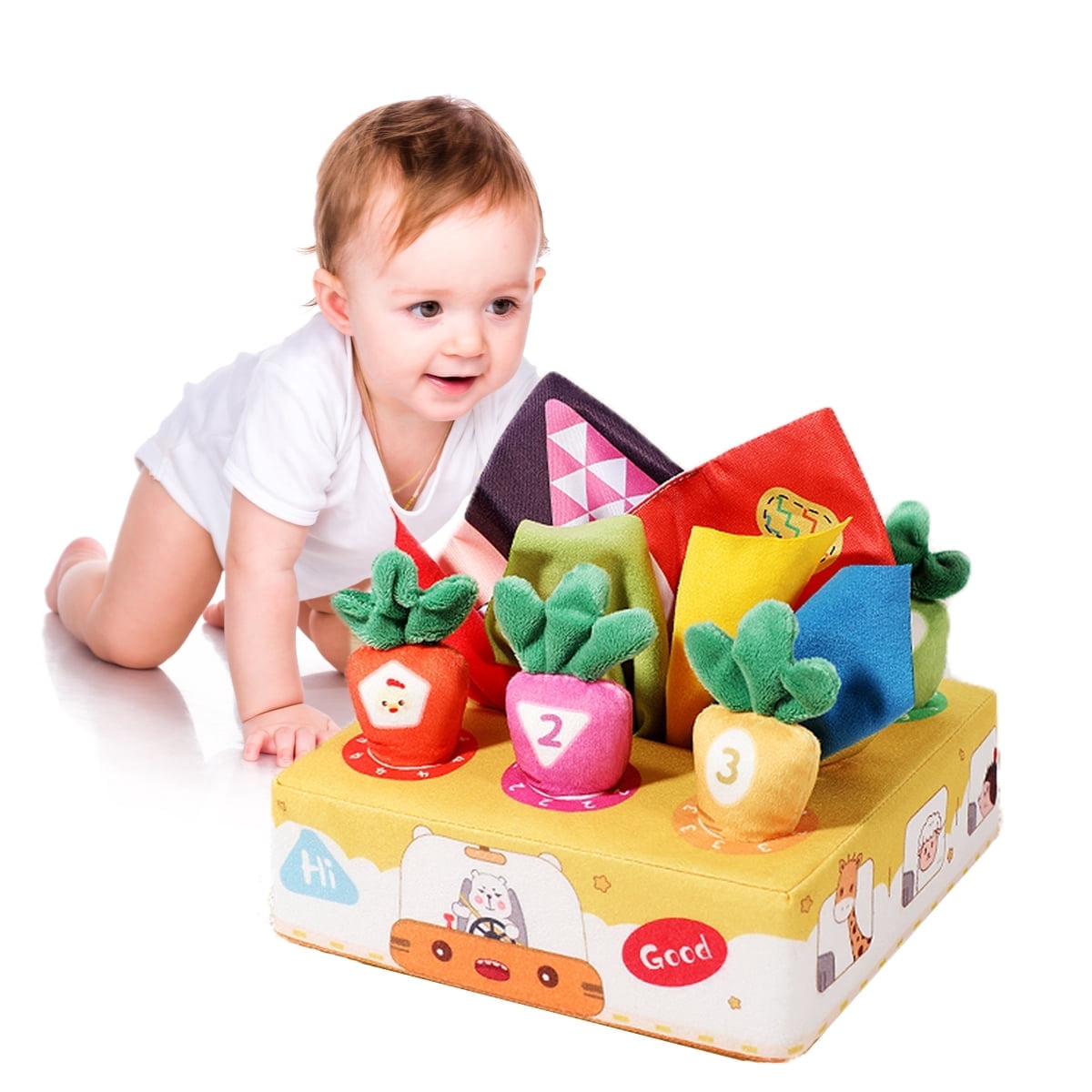 Fehn Owl Baby Tumbler Toy - Motor Skills Toy With Bell & Rustling Paper For Infants 6+ Months