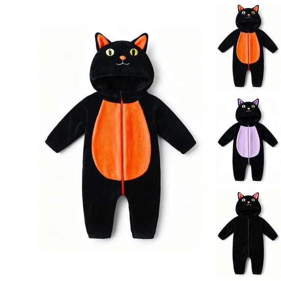 Baby Toddler Animal Hooded Romper Full Zipper Jumpsuit Cat Animal Pajamas Fall Clothes Size 6-24M