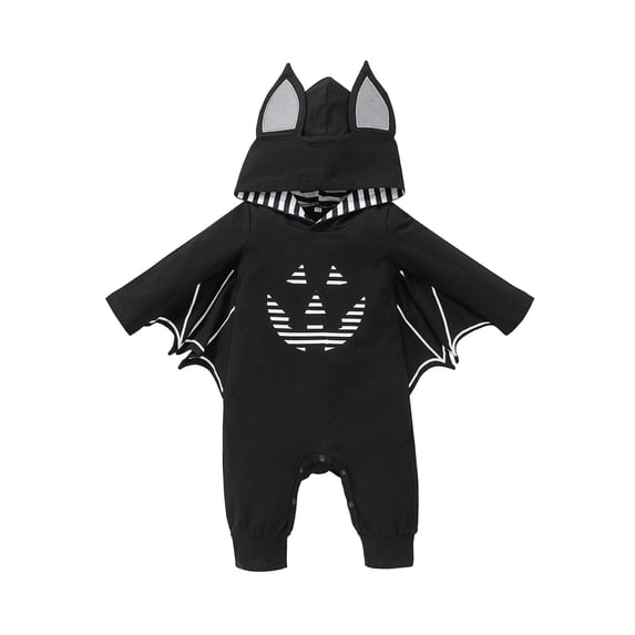 Baby Toddler Bat for Boys Long Sleeve Hooded Romper Jumpsuit Unisex Kids Halloween Dress up Party Clothes Size 3-24 Months