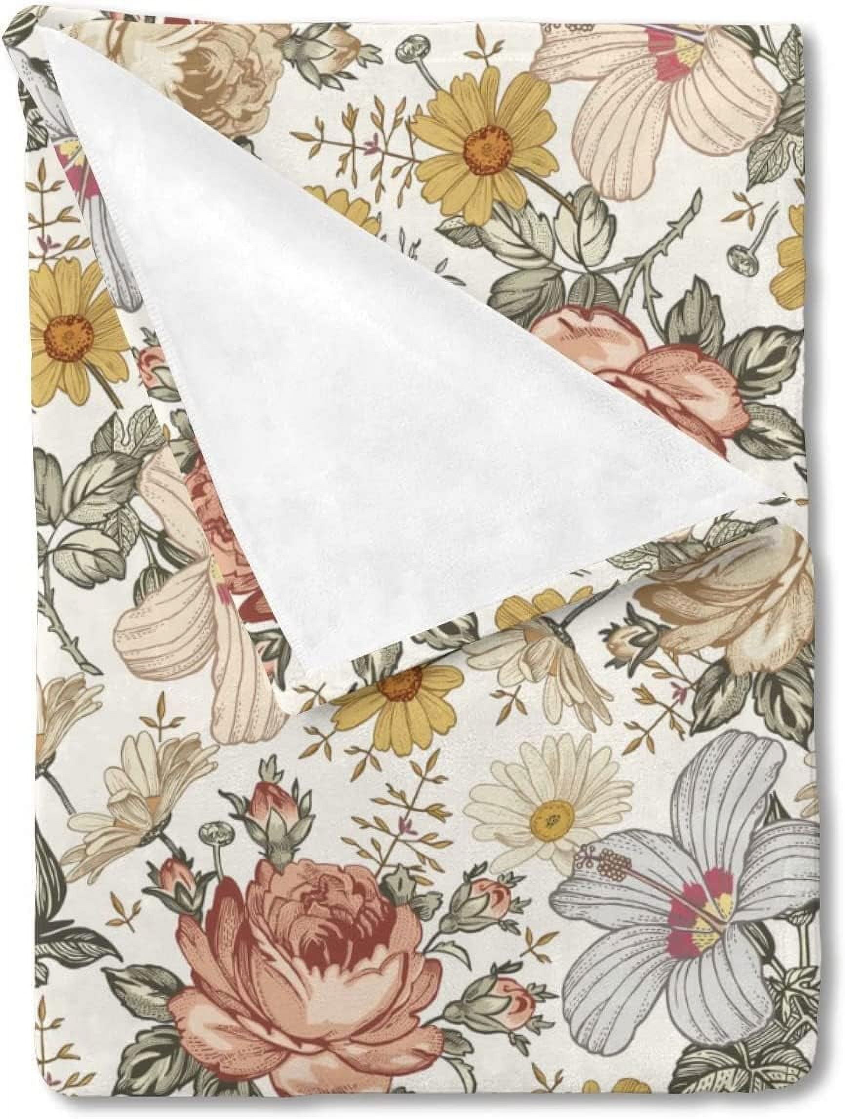 Baby Toddler Boho Vintage Flowers Blanket Girls Gifts, Nursery Daycare