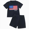 thumbnail image 1 of Baby Toddler Boy 4th of July Outfits 6 12 18 24 Months 2T 3T 4T Flag Embroidery Waffle Short Sleeves T-Shirt Elastic Shorts Set 2 Clothes Kaprioy Mamas Boy Baby Clothes, 1 of 9