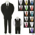 thumbnail image 1 of Baby Toddler Boy Black Formal Suit + EXTRA color TIE 6pc Tuxedo S M L XL 2T-20, 1 of 2