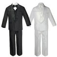 thumbnail image 1 of Baby Toddler Boy Communion Formal Shawl Satin Lapel Tuxedo Black White Suit S-20, 1 of 2