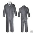 thumbnail image 1 of Baby Toddler Boy Dark Gray Grey Silver Wedding Formal Party Tuxedo Suits Sz S-20, 1 of 1