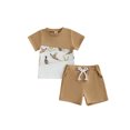 thumbnail image 1 of Baby Toddler Boy Duck Outfit 3 6 12 18 24 Months 2T 3T 4T 5T Contrast Short Sleeve T-shirts Solid Elastic Waist Shorts 2 Piece Summer Clothes Set, 1 of 9
