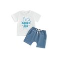 thumbnail image 1 of Baby Toddler Boy Easter Outfit 6 12 18 24 Months 2T 3T Rabbit Embroidery Short Sleeve T-shirt Solid Shorts 2 Piece Clothing Set, 1 of 9